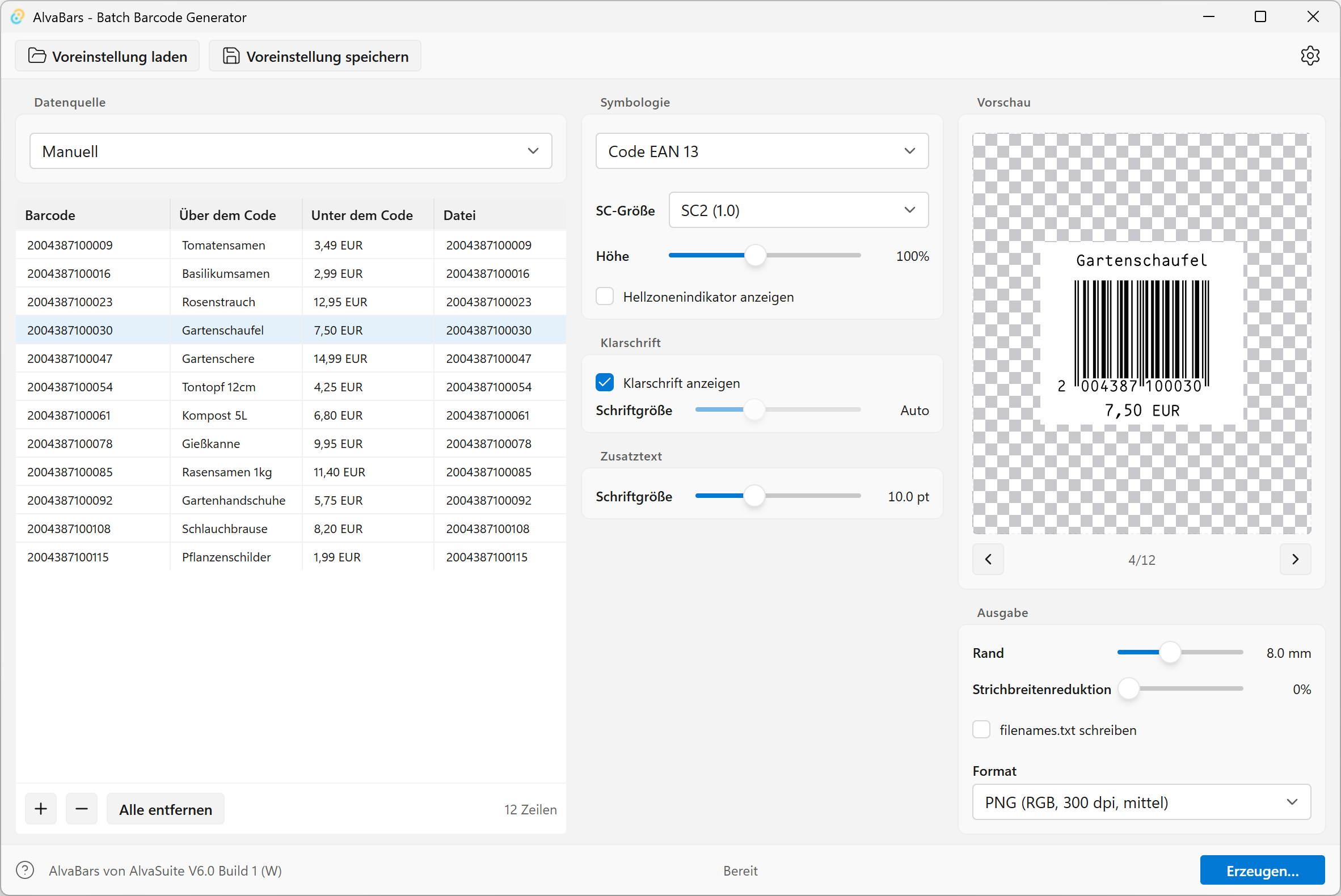 AlvaBars — Batch-Barcode-Generator