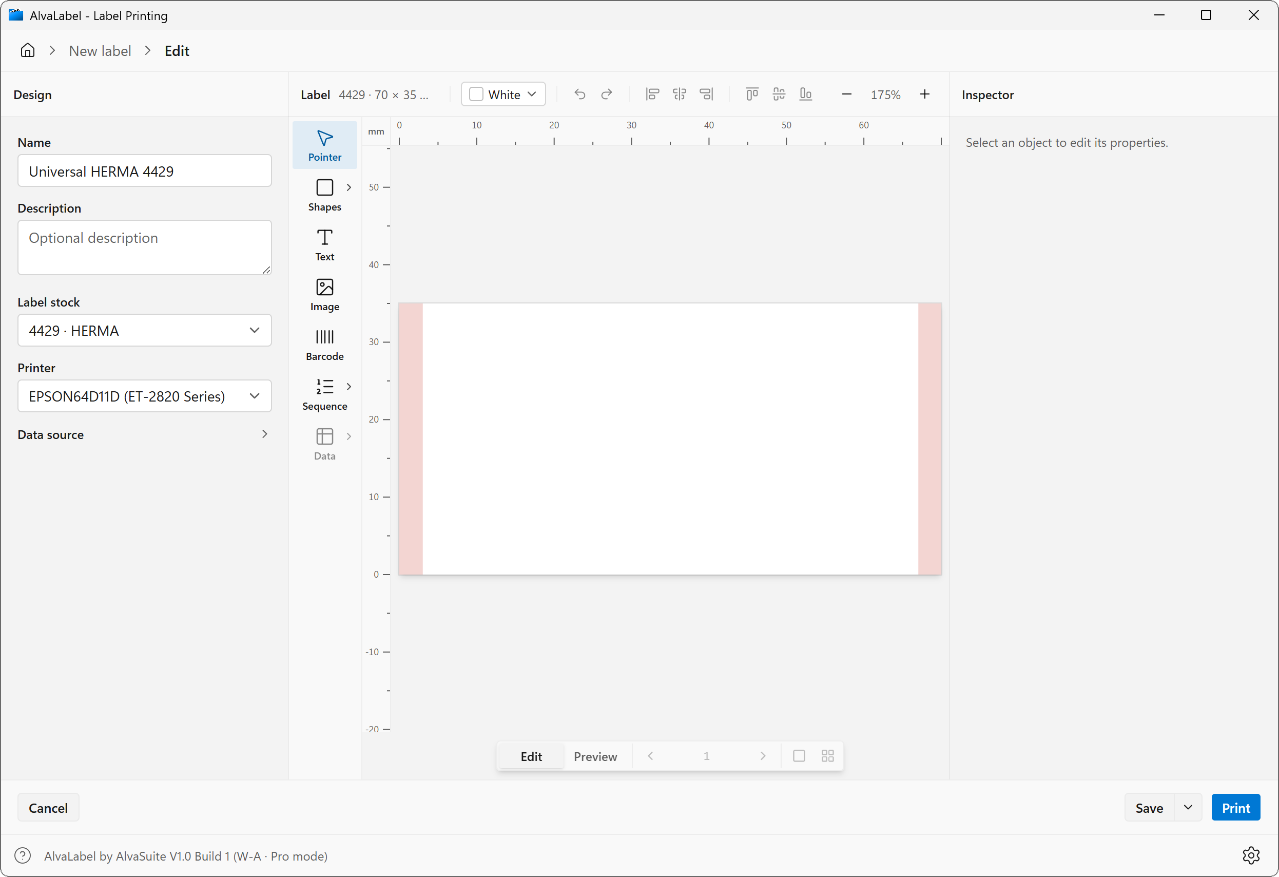 AlvaLabel — unsafe margins on the label canvas