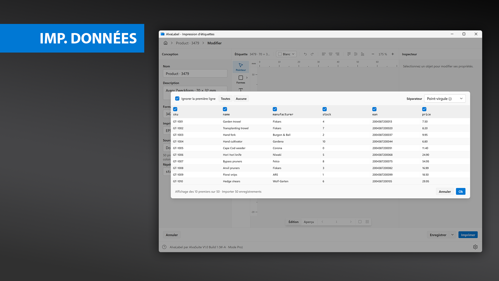 Symbologies de codes-barres AlvaLabel