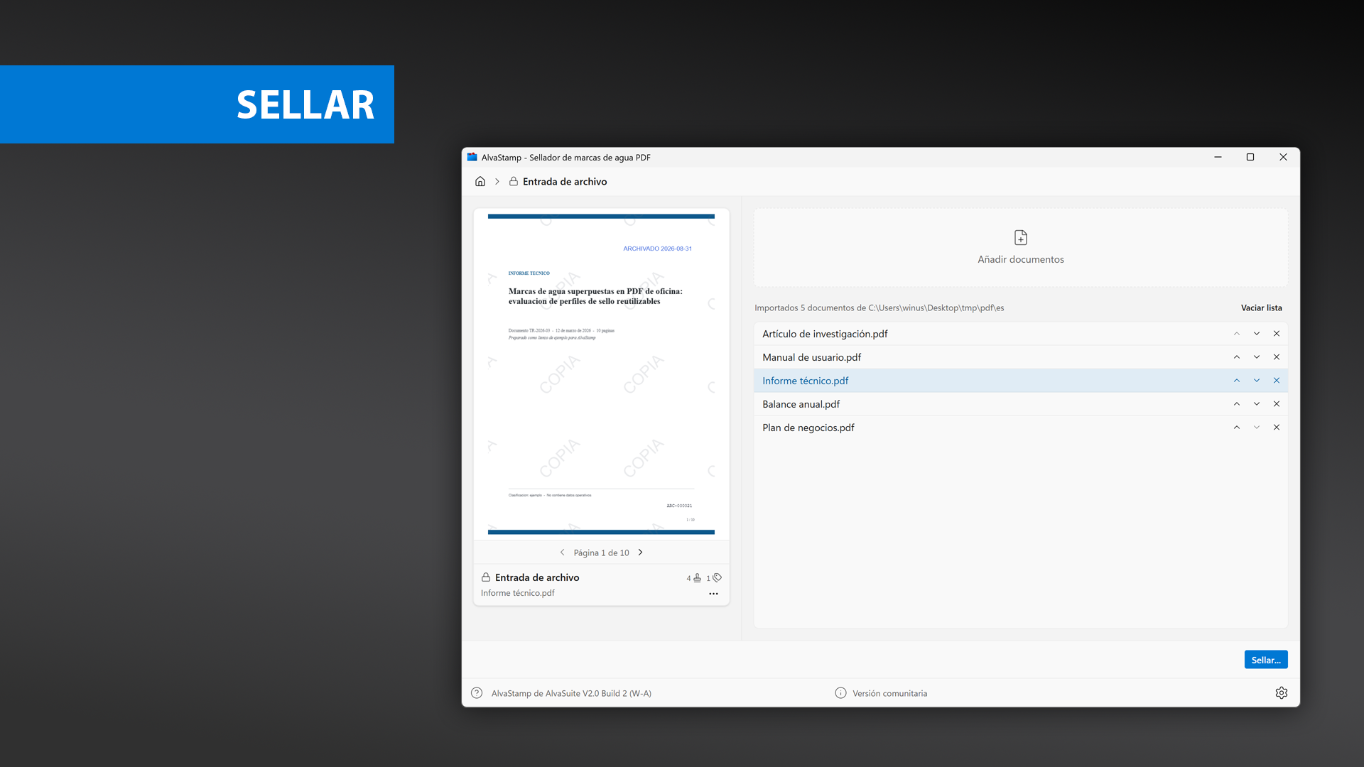 Sellar documentos de AlvaStamp