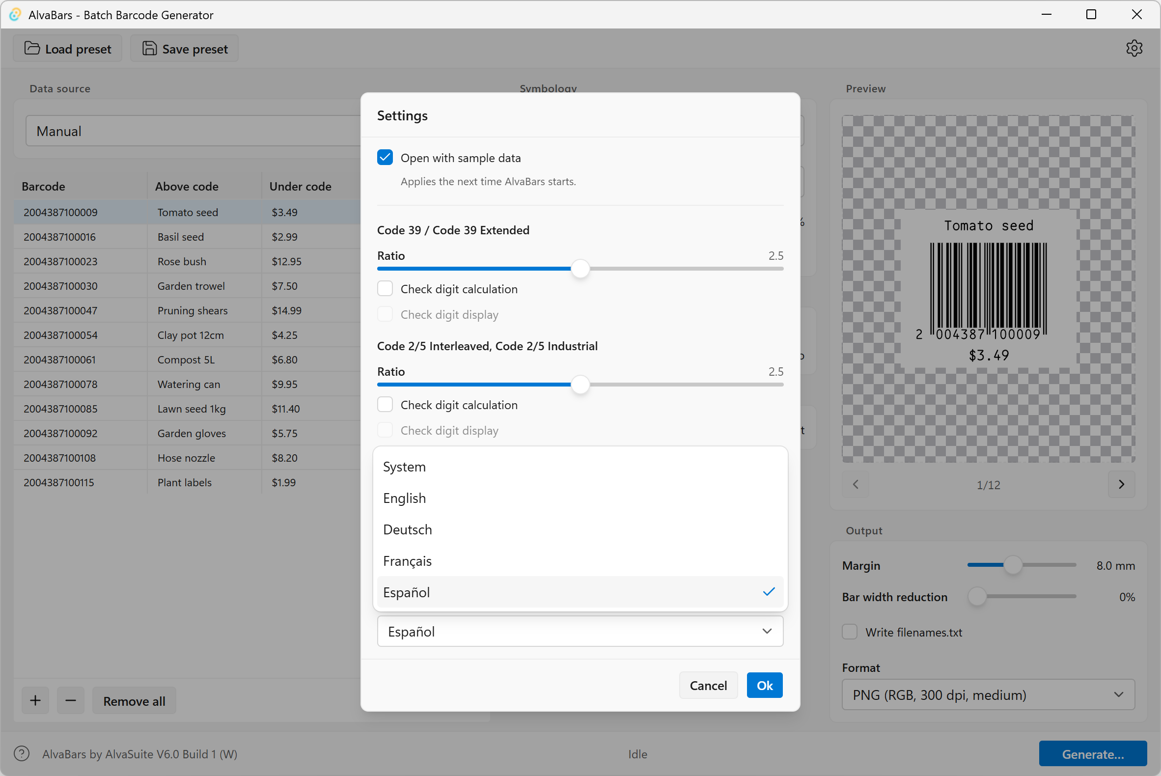Language selector in Settings